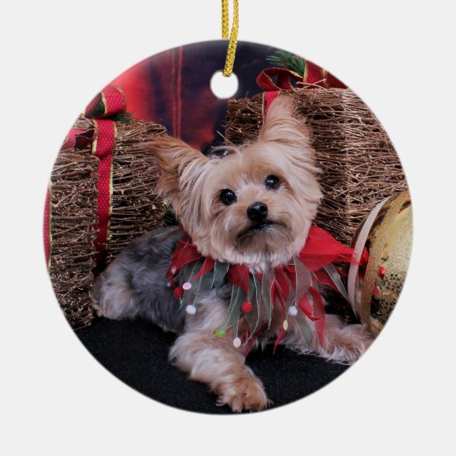 Christmas - Yorkshire Terrier - Vinnie Ceramic Tree Decoration (Front)
