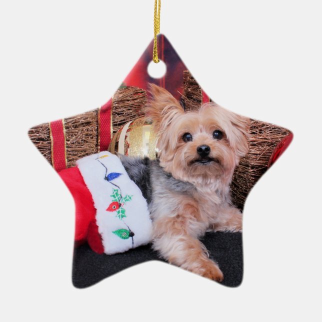 Christmas - Yorkshire Terrier - Vinnie Ceramic Tree Decoration (Front)