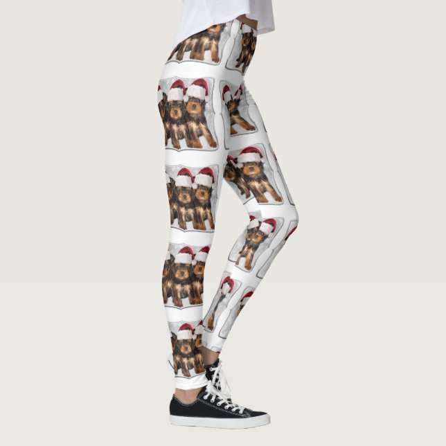 Christmas Yorkshire terriers fashion art leggings (Right)