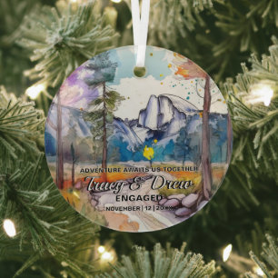 Christmas Yosemite Outdoor MaximalistCouple Engage Glass Tree Decoration