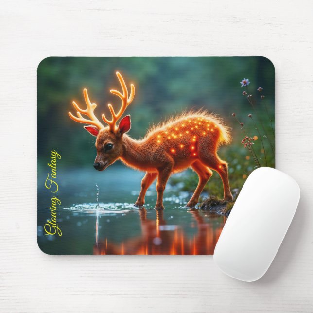 Christmas young deer stream magic lights mouse mat (With Mouse)