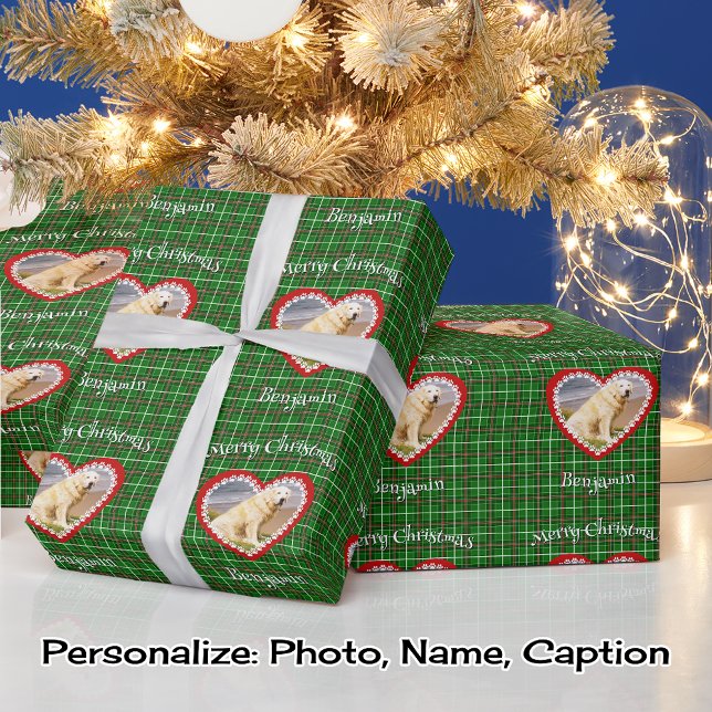 Christmas your pet photo custom text pattern wrapping paper (Creator Uploaded)