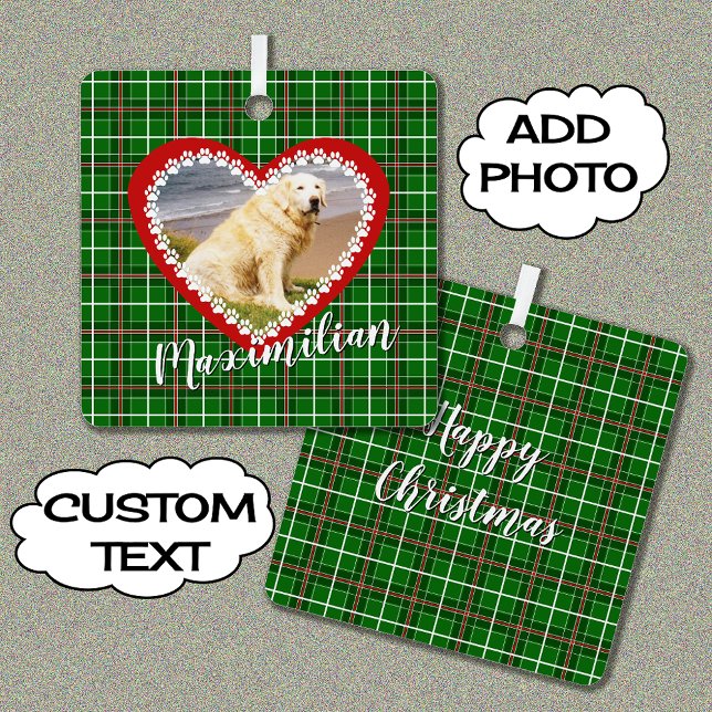 Christmas your pet photo red green metal tree decoration (Creator Uploaded)
