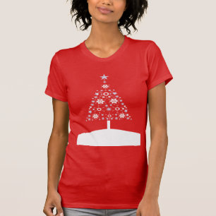 Christmas Yule Tree Made Of Snowflakes and Stars T-Shirt
