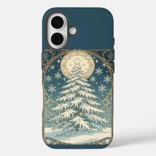 Christmas Yule Tree With Snow And Star-Shaped iPhone 16 Case