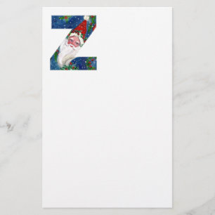 CHRISTMAS Z LETTER / SANTA CLAUS WITH RED RIBBON STATIONERY