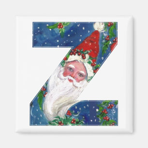 CHRISTMAS Z LETTER / SANTA  RED RIBBON MONOGRAM MAGNET