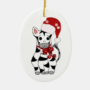 Christmas Zebra Ceramic Tree Decoration