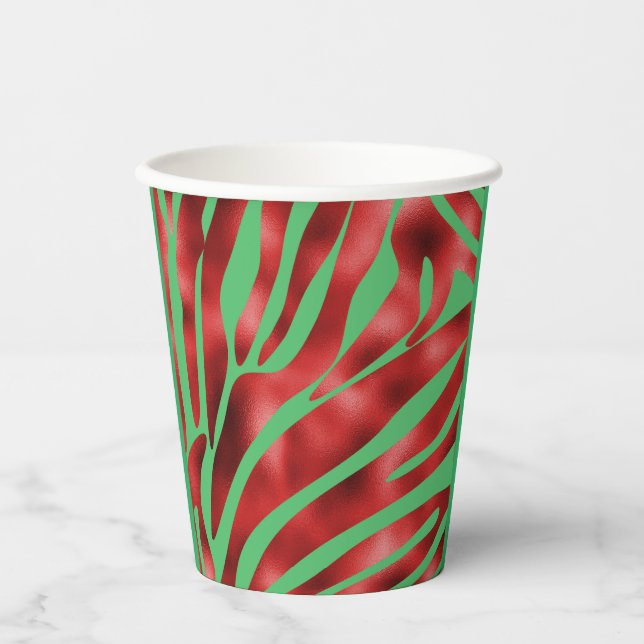 Christmas Zebra Festive Paper Cups (Front)