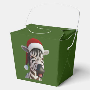 Christmas Zebra Funny Animal Wearing Santa Hat Favour Box