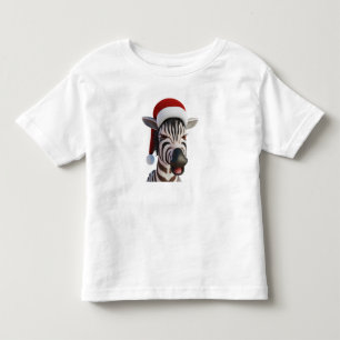 Christmas Zebra Funny Animal Wearing Santa Hat Toddler T-Shirt
