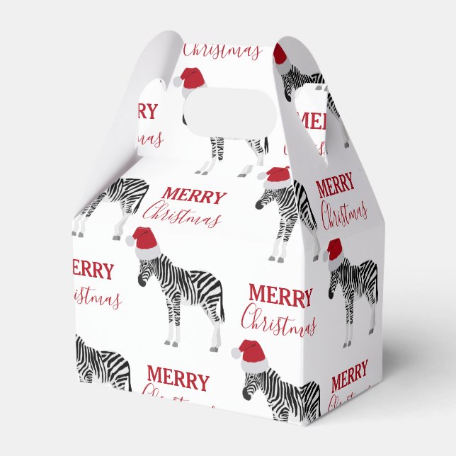 Christmas Zebra Funny Animal with Santa Hat   Favour Box (Front Side)