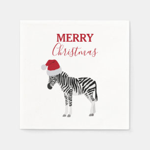 Christmas Zebra Funny Animal with Santa Hat Napkin