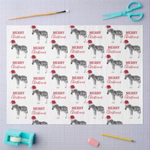Christmas Zebra Funny Animal with Santa Hat Tissue Paper
