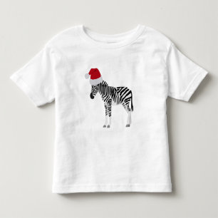 Christmas Zebra Funny Animal with Santa Hat Toddler T-Shirt