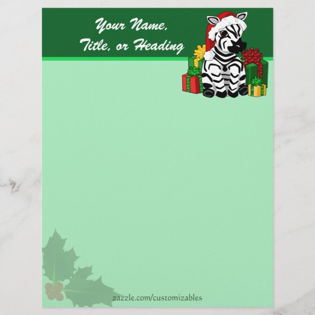 Christmas Zebra Letterhead Template (Front)