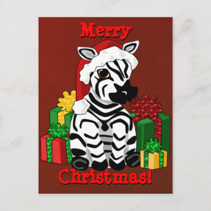 Christmas Zebra Postcard