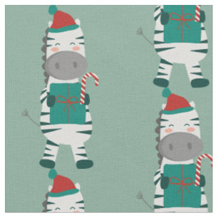 christmas zebra santa claus ugly xmas cute fabric