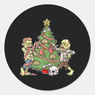 Christmas Zombie Christmas Tree Men Zombies Classic Round Sticker