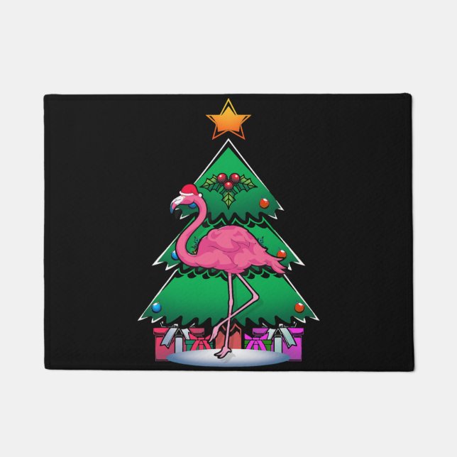 christmas zoo animal xmas tropical bird pink flami doormat (Front)