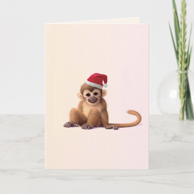 Christmas Zoo Babies Monkey Christmas Card (Front)