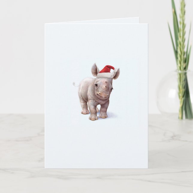 Christmas Zoo Babies Rhino Christmas Card (Front)