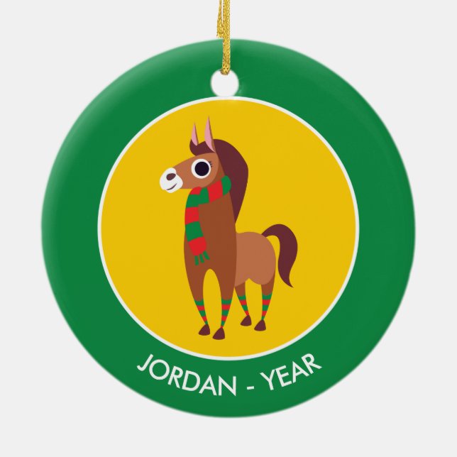 Christmas Zora the Horse Ceramic Tree Decoration (Back)