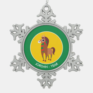 Christmas Zora the Horse Snowflake Pewter Christmas Ornament