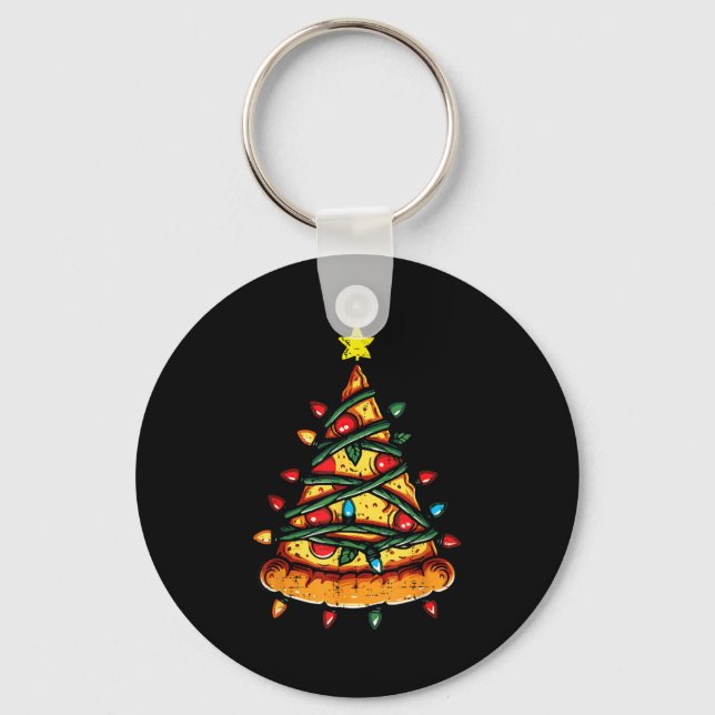 Christmas Zza Xmas Tree Funny Xmas Food Men Women  Key Ring (Front)