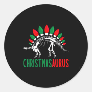 Christmasaurus Cute Christmas Dinosaur Tree Rex Di Classic Round Sticker