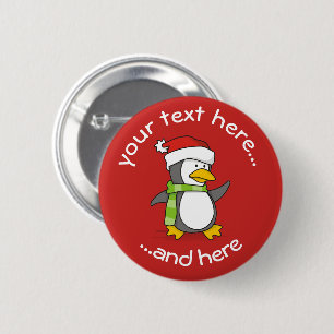 ChristmasChristmas penguin sitting with snow balls 6 Cm Round Badge