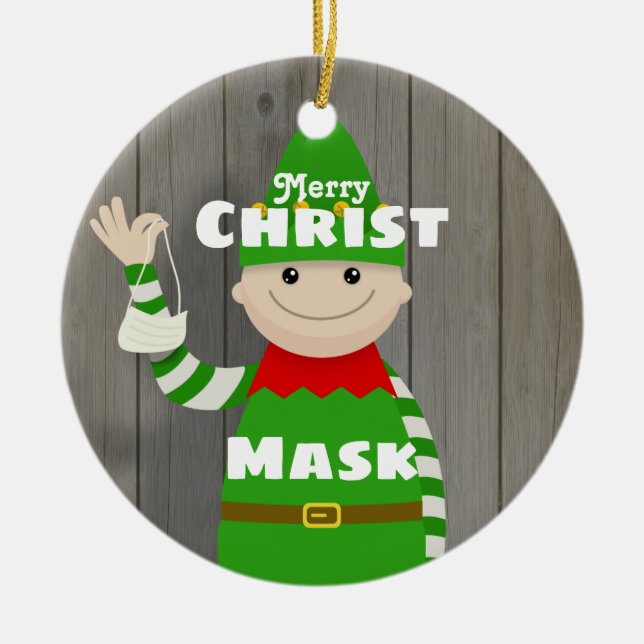 Christmask Ceramic Tree Decoration (Front)