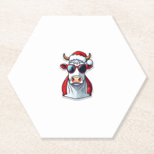 Christmasoutfit Xmas Merry Christmas Tshirt Cow Ch Paper Coaster