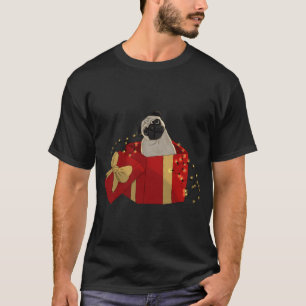 Christmas's Cartoon Pug in Box - cute dog christma T-Shirt