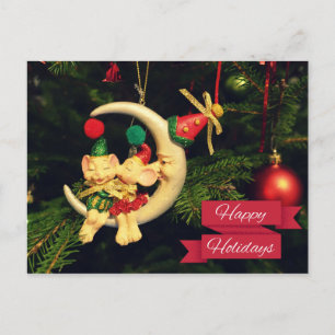 Christmas's mice on the Moon Holiday Postcard