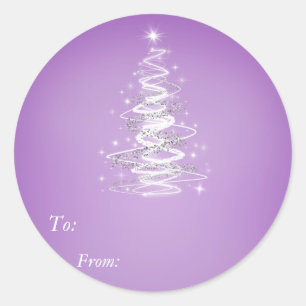 Christmass Tree  Purple Sticker - To:, From: