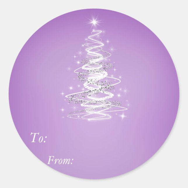Christmass Tree  Purple Sticker - To:, From: (Front)