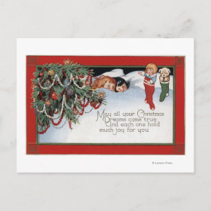 ChristmasSleeping Children and a Poem Holiday Postcard
