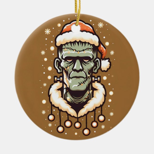Christmassy Frankenstein Ceramic Tree Decoration (Front)