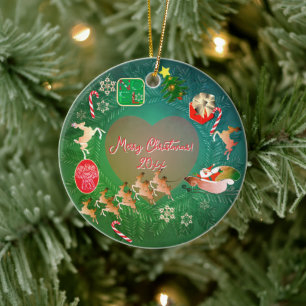 Christmassy Oven Mitt and Pot Holders Ceramic Tree Decoration
