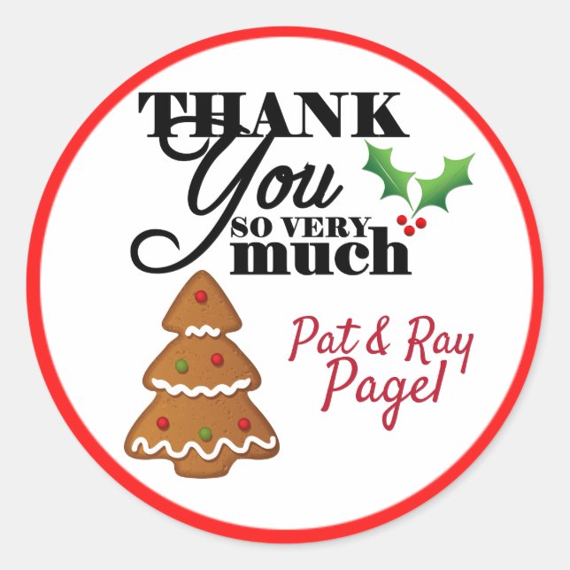 Christmassy Thank You Stickers (Front)