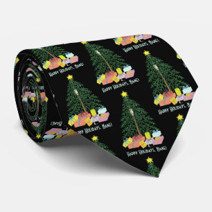Christmast Tree Black Neck Tie