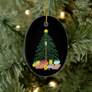 Christmast Tree Black Oval Ceramic Tree Decoration