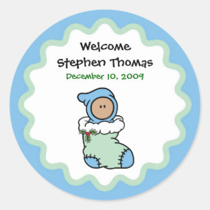 Christmastime Birth Announcement Sticker