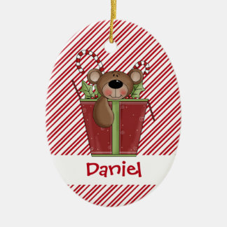 Christmastime Candy Stripes Teddy Bear Ornament