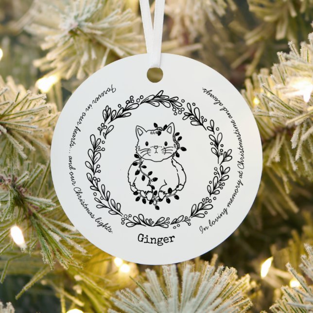 Christmastime Cat Pet Memorial  Metal Tree Decoration (Insitu)