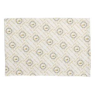 Christmastime Deer & Wreath Yellow Cream Pattern Pillowcase