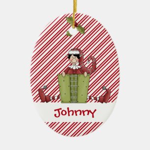Christmastime Elf Buddy Gift Ceramic Tree Decoration