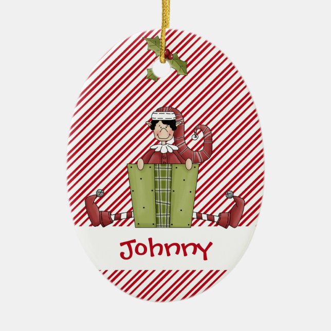 Christmastime Elf Buddy Gift Ceramic Tree Decoration (Front)