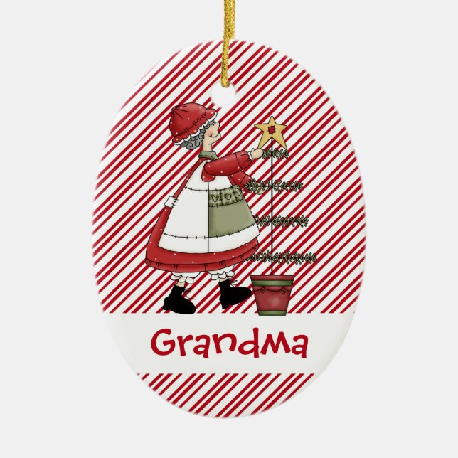 Christmastime Mrs Santa Claus Tree Ceramic Tree Decoration (Front)